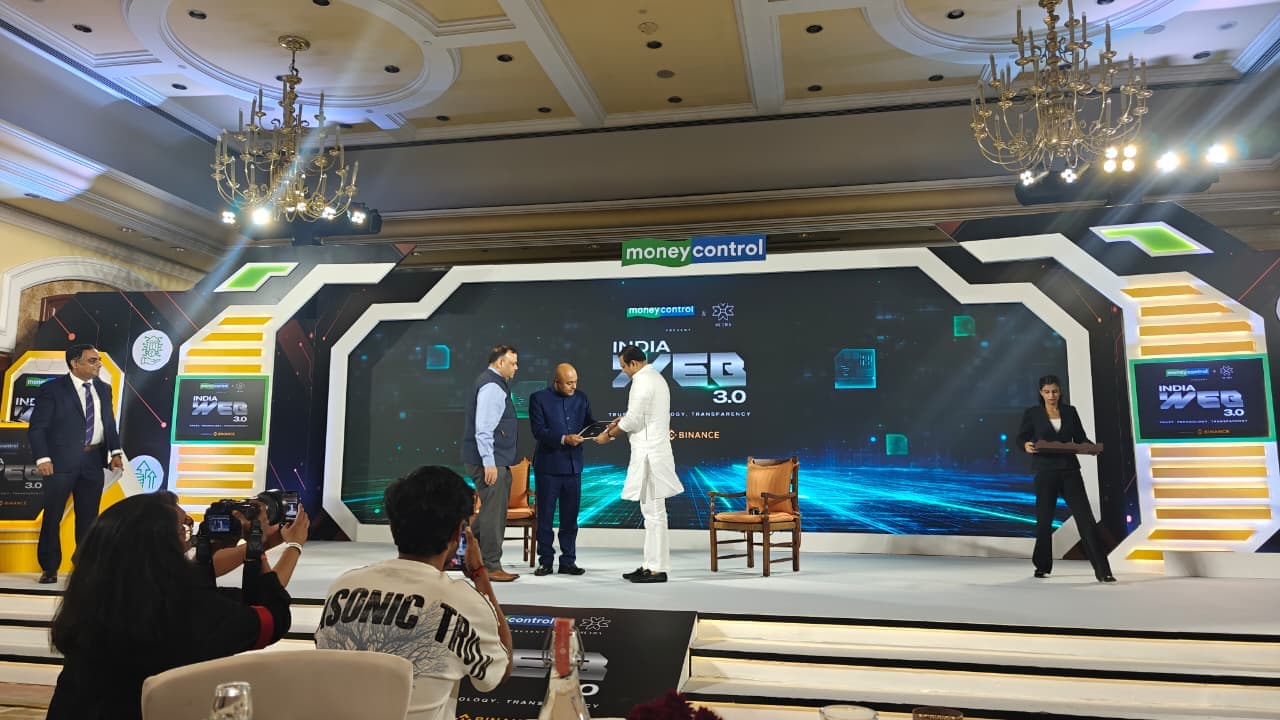 India Web 3.0 main stage with MoneyControl and E-Sutra branding